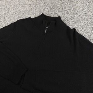 NEW Christian Lacroix Sweater Mens L Black Merino Wool Pullover 1/4 Zip Knit Top